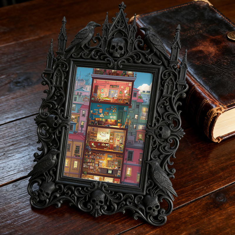 Elegant Gothic Dark-style Photo Frame | Dark Academia Graduation Gift Display, Photo Ornament, Wall-mountable & Tabletop, Practical Frame