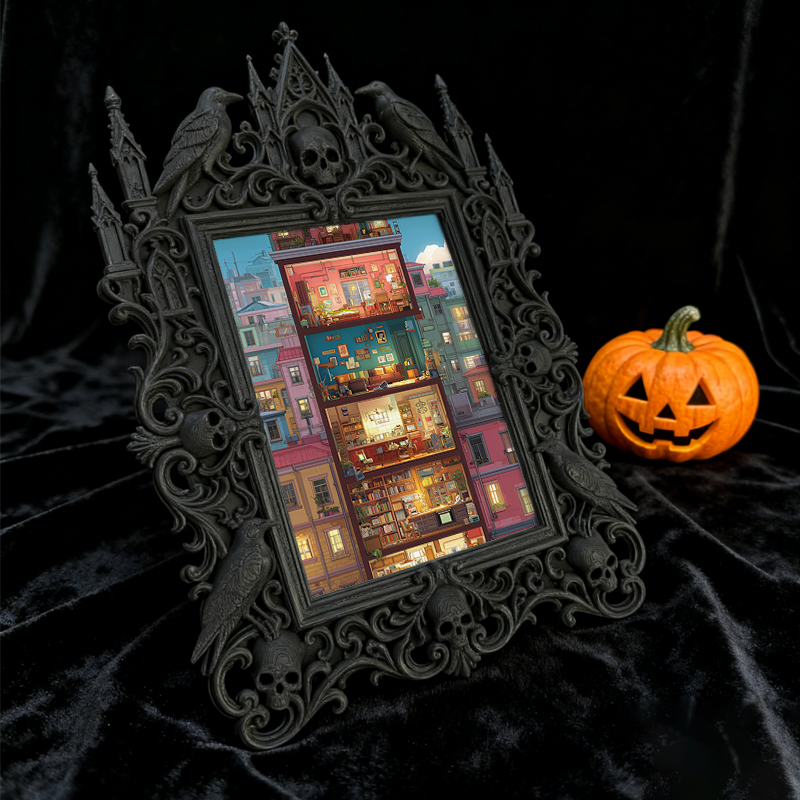 Elegant Gothic Dark-style Photo Frame | Dark Academia Graduation Gift Display, Photo Ornament, Wall-mountable & Tabletop, Practical Frame