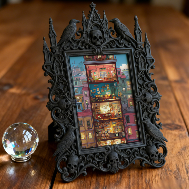 Elegant Gothic Dark-style Photo Frame | Dark Academia Graduation Gift Display, Photo Ornament, Wall-mountable & Tabletop, Practical Frame
