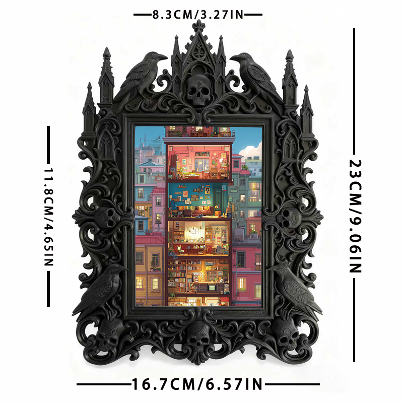 Elegant Gothic Dark-style Photo Frame | Dark Academia Graduation Gift Display, Photo Ornament, Wall-mountable & Tabletop, Practical Frame