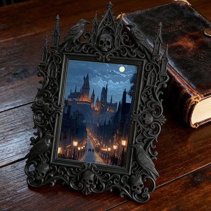 One-of-a-kind Gothic Dark-style Photo Frame | Witchy Crystal Necklace Shop Decor, Photo Ornament, Wall-mountable & Tabletop, Portable Frame
