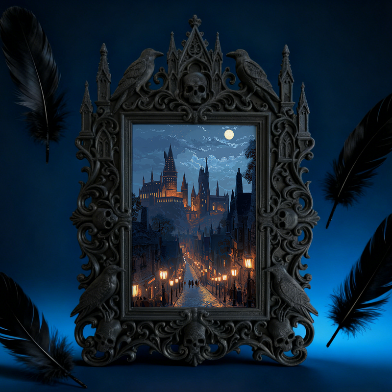 One-of-a-kind Gothic Dark-style Photo Frame | Witchy Crystal Necklace Shop Decor, Photo Ornament, Wall-mountable & Tabletop, Portable Frame