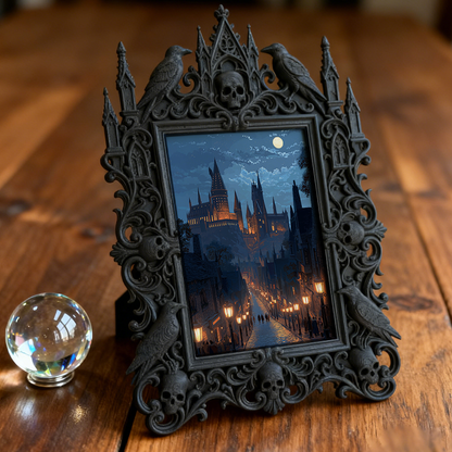 One-of-a-kind Gothic Dark-style Photo Frame | Witchy Crystal Necklace Shop Decor, Photo Ornament, Wall-mountable & Tabletop, Portable Frame