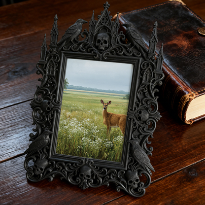 Rugged Gothic Dark-style Photo Frame | Gothic Biker Bar Photo Corner Decor, Photo Ornament, Dual-use Display, Wear-resistant Frame