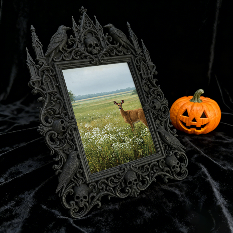 Rugged Gothic Dark-style Photo Frame | Gothic Biker Bar Photo Corner Decor, Photo Ornament, Dual-use Display, Wear-resistant Frame