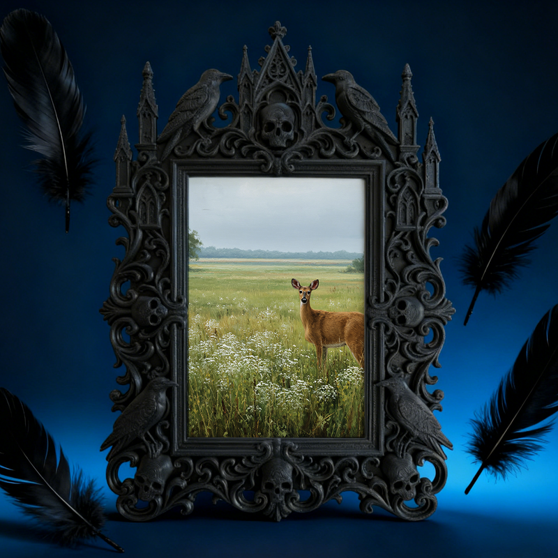 Rugged Gothic Dark-style Photo Frame | Gothic Biker Bar Photo Corner Decor, Photo Ornament, Dual-use Display, Wear-resistant Frame