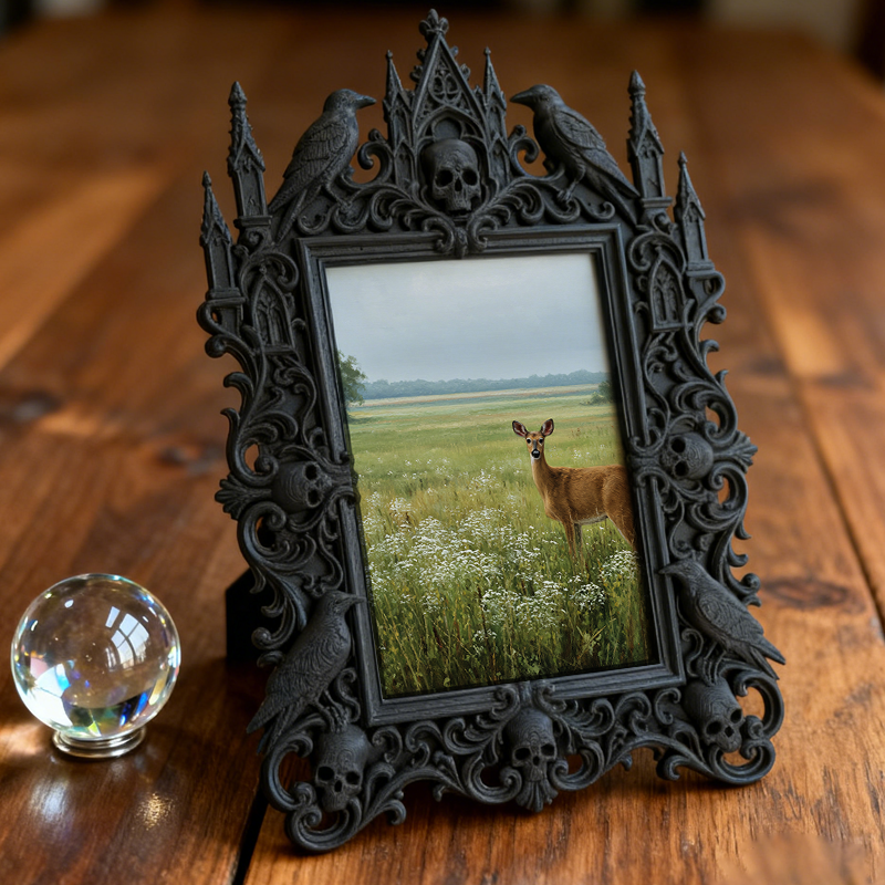 Rugged Gothic Dark-style Photo Frame | Gothic Biker Bar Photo Corner Decor, Photo Ornament, Dual-use Display, Wear-resistant Frame