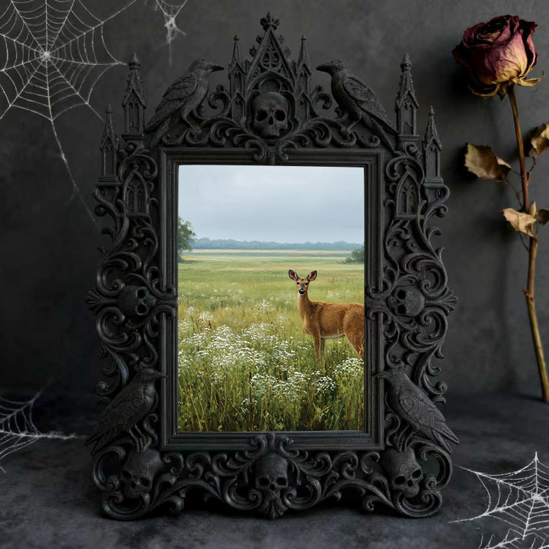 Rugged Gothic Dark-style Photo Frame | Gothic Biker Bar Photo Corner Decor, Photo Ornament, Dual-use Display, Wear-resistant Frame