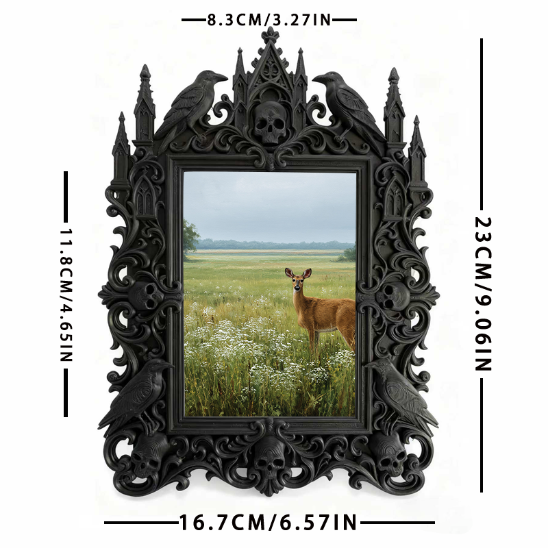 Rugged Gothic Dark-style Photo Frame | Gothic Biker Bar Photo Corner Decor, Photo Ornament, Dual-use Display, Wear-resistant Frame