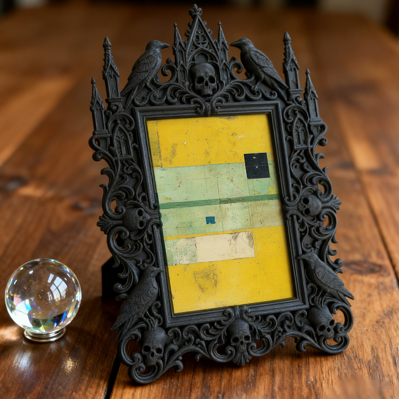 Refined Gothic Dark-style Photo Frame | Paranormal Investigator Office Decor, Photo Ornament, Wall-mountable & Tabletop, Elegant Frame