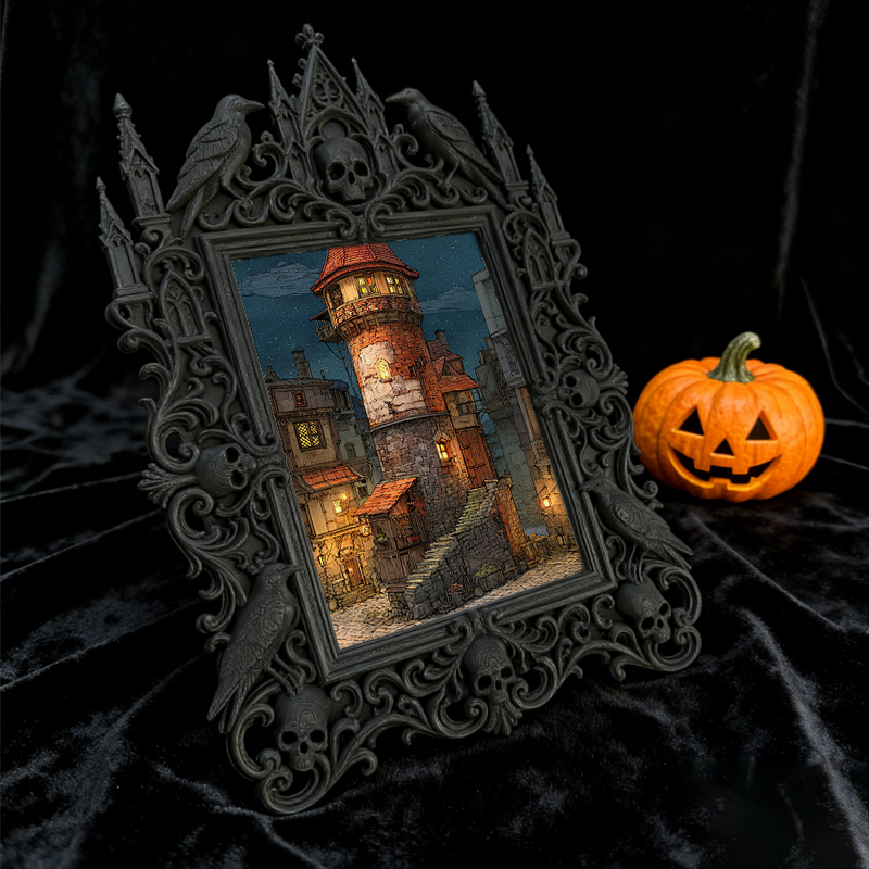 Eye-catching Gothic Dark-style Photo Frame | Gothic Cat Caf茅 Photo Display Decor, Photo Ornament, Dual-use Display, Cute Frame