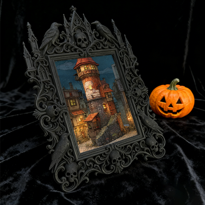 Eye-catching Gothic Dark-style Photo Frame | Gothic Cat Caf茅 Photo Display Decor, Photo Ornament, Dual-use Display, Cute Frame