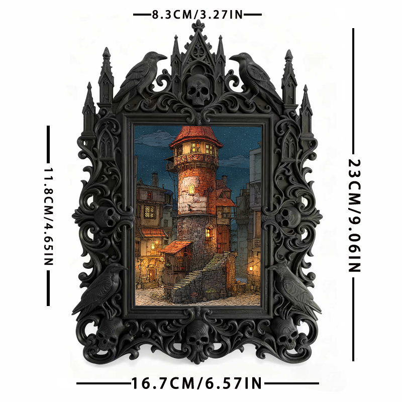 Eye-catching Gothic Dark-style Photo Frame | Gothic Cat Caf茅 Photo Display Decor, Photo Ornament, Dual-use Display, Cute Frame