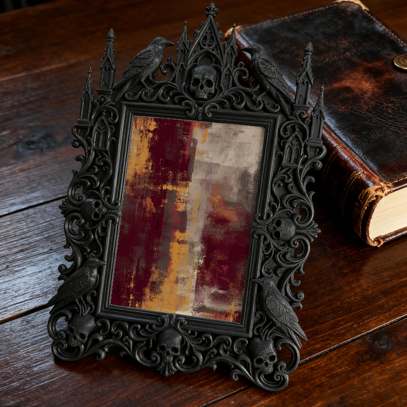 Viral Gothic Dark-style Photo Frame | Gothic Backyard Bonfire Party Decor, Photo Ornament, Wall-mountable & Tabletop, Plastic Frame