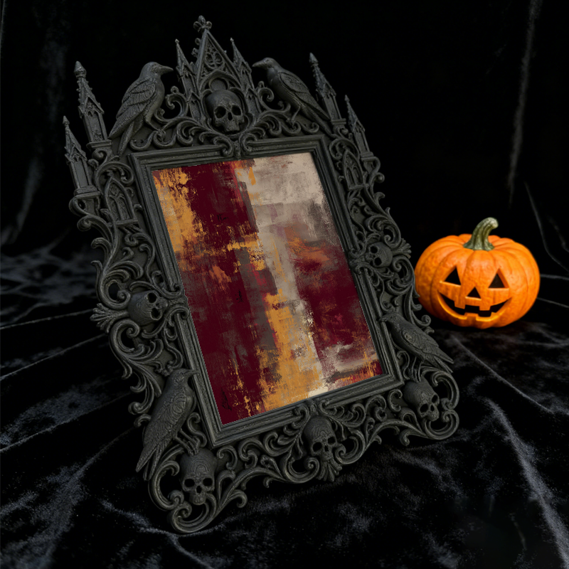 Viral Gothic Dark-style Photo Frame | Gothic Backyard Bonfire Party Decor, Photo Ornament, Wall-mountable & Tabletop, Plastic Frame