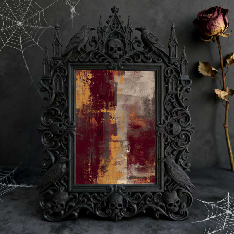 Viral Gothic Dark-style Photo Frame | Gothic Backyard Bonfire Party Decor, Photo Ornament, Wall-mountable & Tabletop, Plastic Frame