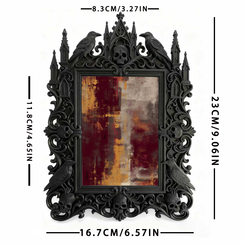 Viral Gothic Dark-style Photo Frame | Gothic Backyard Bonfire Party Decor, Photo Ornament, Wall-mountable & Tabletop, Plastic Frame