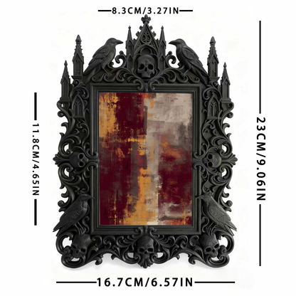 Viral Gothic Dark-style Photo Frame | Gothic Backyard Bonfire Party Decor, Photo Ornament, Wall-mountable & Tabletop, Plastic Frame