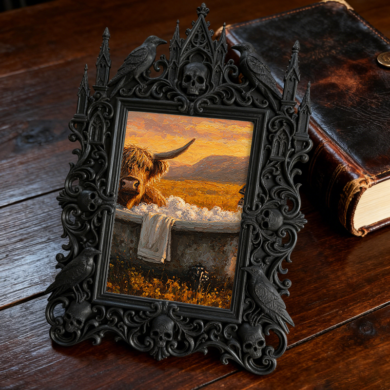Fan-favorite Gothic Dark-style Photo Frame | Gothic Kids鈥?Witch Themed Birthday Decor, Photo Ornament, Wall-mountable & Tabletop, Lightweigh