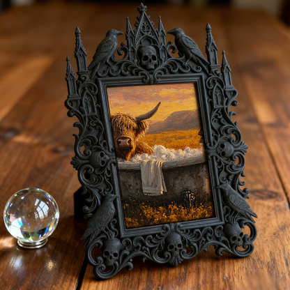 Fan-favorite Gothic Dark-style Photo Frame | Gothic Kids鈥?Witch Themed Birthday Decor, Photo Ornament, Wall-mountable & Tabletop, Lightweigh