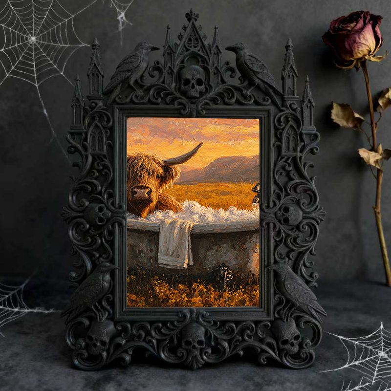 Fan-favorite Gothic Dark-style Photo Frame | Gothic Kids鈥?Witch Themed Birthday Decor, Photo Ornament, Wall-mountable & Tabletop, Lightweigh