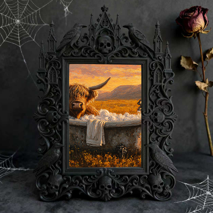 Fan-favorite Gothic Dark-style Photo Frame | Gothic Kids鈥?Witch Themed Birthday Decor, Photo Ornament, Wall-mountable & Tabletop, Lightweigh