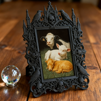 Crowd-pleasing Gothic Dark-style Photo Frame | Vampire-themed Karaoke Bar Decor, Photo Ornament, Dual-use Display, Retro Plastic Frame