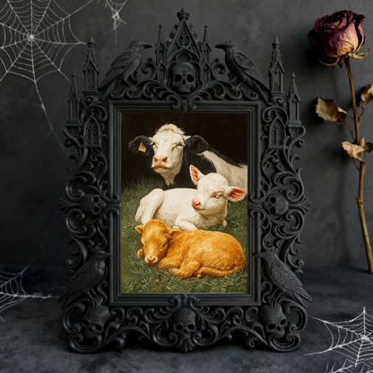 Crowd-pleasing Gothic Dark-style Photo Frame | Vampire-themed Karaoke Bar Decor, Photo Ornament, Dual-use Display, Retro Plastic Frame