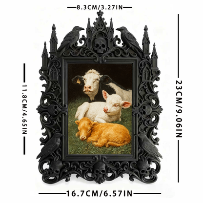 Crowd-pleasing Gothic Dark-style Photo Frame | Vampire-themed Karaoke Bar Decor, Photo Ornament, Dual-use Display, Retro Plastic Frame