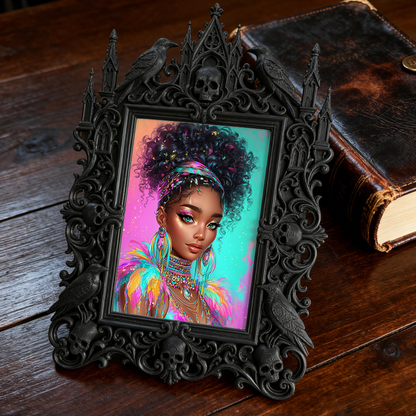Highly-rated Gothic Dark-style Photo Frame | Witchy Moon Phase Shop Decor, Photo Ornament, Wall-mountable & Tabletop, Scratch-resistant Fram