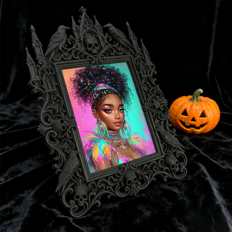 Highly-rated Gothic Dark-style Photo Frame | Witchy Moon Phase Shop Decor, Photo Ornament, Wall-mountable & Tabletop, Scratch-resistant Fram