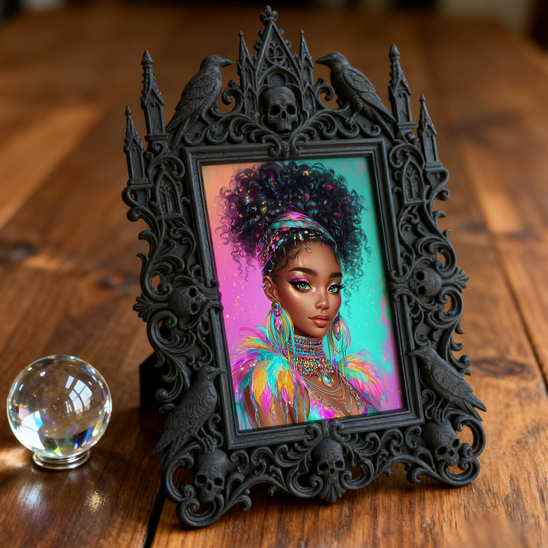 Highly-rated Gothic Dark-style Photo Frame | Witchy Moon Phase Shop Decor, Photo Ornament, Wall-mountable & Tabletop, Scratch-resistant Fram