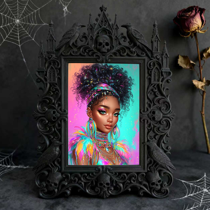 Highly-rated Gothic Dark-style Photo Frame | Witchy Moon Phase Shop Decor, Photo Ornament, Wall-mountable & Tabletop, Scratch-resistant Fram