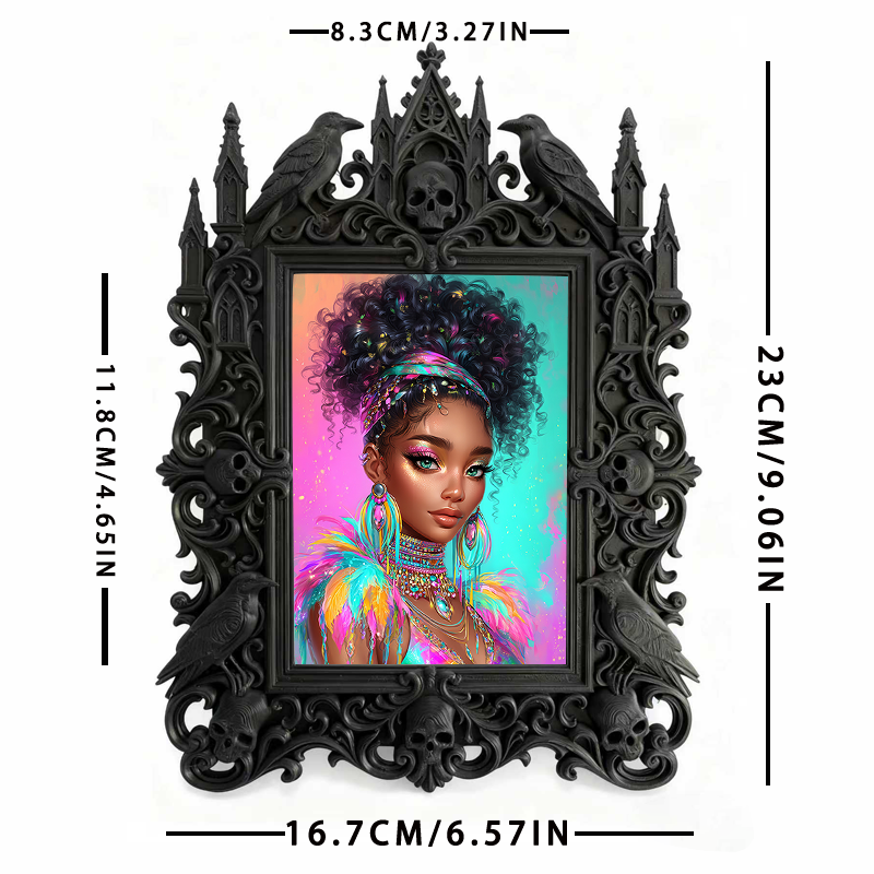 Highly-rated Gothic Dark-style Photo Frame | Witchy Moon Phase Shop Decor, Photo Ornament, Wall-mountable & Tabletop, Scratch-resistant Fram