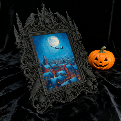 Trending Gothic Dark-style Photo Frame | Dark Floral Bouquet Shop Decor, Photo Ornament, Wall-mountable & Tabletop, Slim Frame
