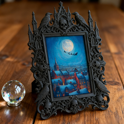 Trending Gothic Dark-style Photo Frame | Dark Floral Bouquet Shop Decor, Photo Ornament, Wall-mountable & Tabletop, Slim Frame