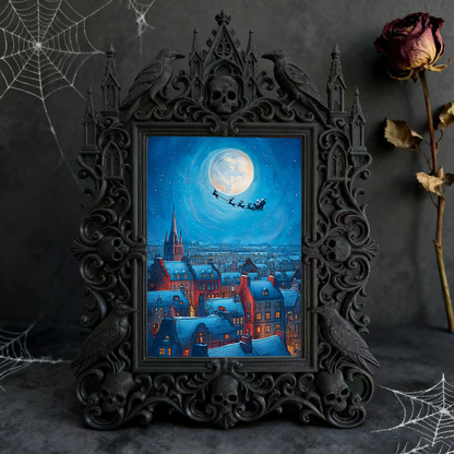 Trending Gothic Dark-style Photo Frame | Dark Floral Bouquet Shop Decor, Photo Ornament, Wall-mountable & Tabletop, Slim Frame