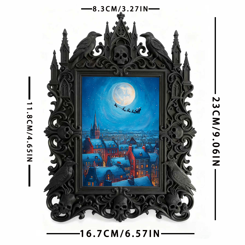 Trending Gothic Dark-style Photo Frame | Dark Floral Bouquet Shop Decor, Photo Ornament, Wall-mountable & Tabletop, Slim Frame