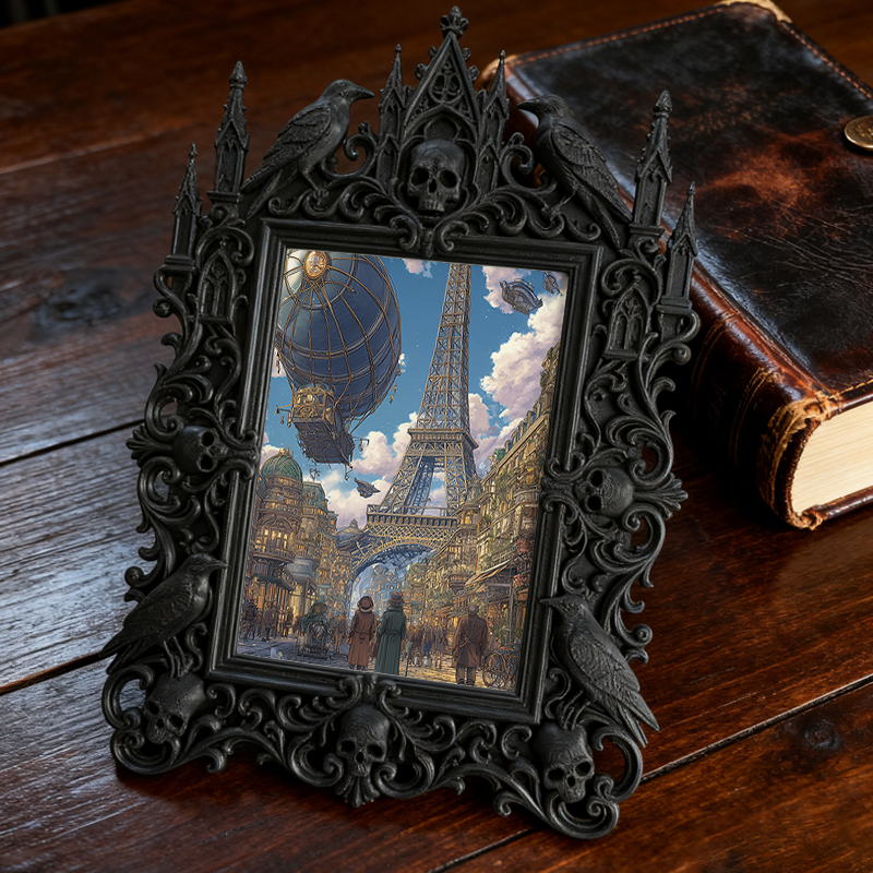 Blockbuster Gothic Dark-style Photo Frame | Gothic Influencer Photo Spot Decor, Photo Ornament, Wall-mountable & Tabletop, Plastic Frame