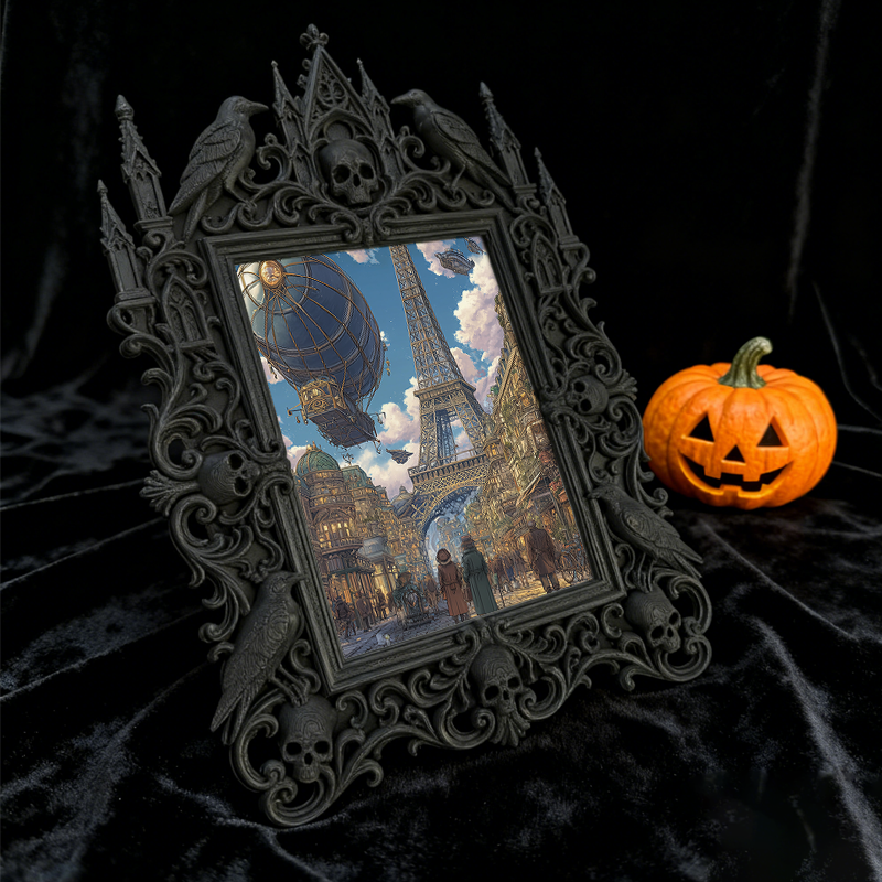 Blockbuster Gothic Dark-style Photo Frame | Gothic Influencer Photo Spot Decor, Photo Ornament, Wall-mountable & Tabletop, Plastic Frame