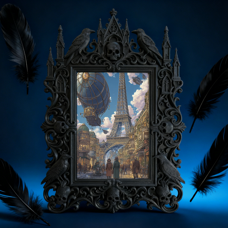 Blockbuster Gothic Dark-style Photo Frame | Gothic Influencer Photo Spot Decor, Photo Ornament, Wall-mountable & Tabletop, Plastic Frame