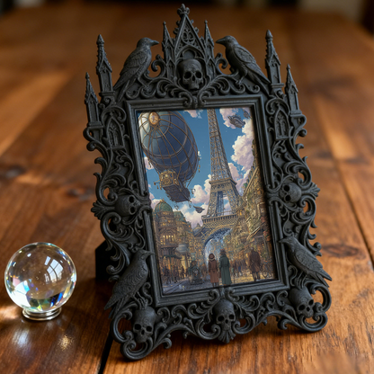 Blockbuster Gothic Dark-style Photo Frame | Gothic Influencer Photo Spot Decor, Photo Ornament, Wall-mountable & Tabletop, Plastic Frame