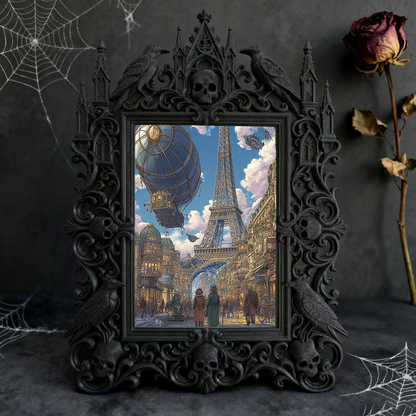 Blockbuster Gothic Dark-style Photo Frame | Gothic Influencer Photo Spot Decor, Photo Ornament, Wall-mountable & Tabletop, Plastic Frame