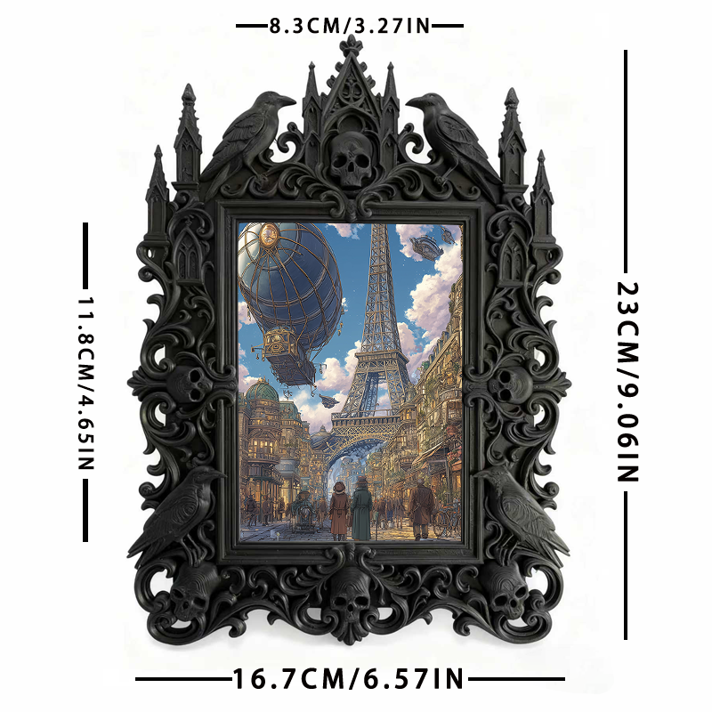Blockbuster Gothic Dark-style Photo Frame | Gothic Influencer Photo Spot Decor, Photo Ornament, Wall-mountable & Tabletop, Plastic Frame
