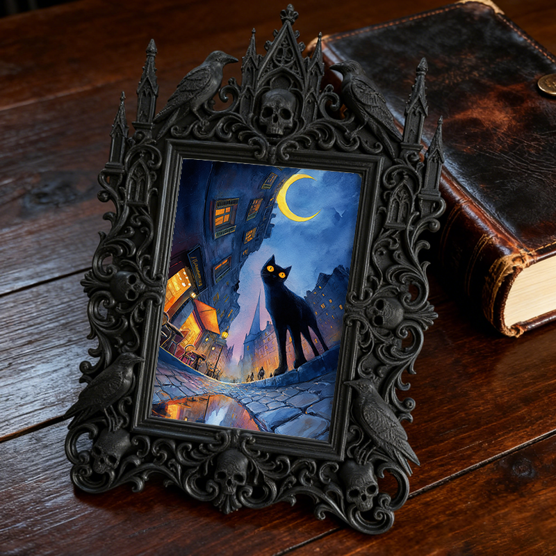Top-trending Gothic Dark-style Photo Frame | Dark Manicure Salon Display, Photo Ornament, Wall/Table Dual-use, Durable Frame
