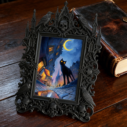 Top-trending Gothic Dark-style Photo Frame | Dark Manicure Salon Display, Photo Ornament, Wall/Table Dual-use, Durable Frame