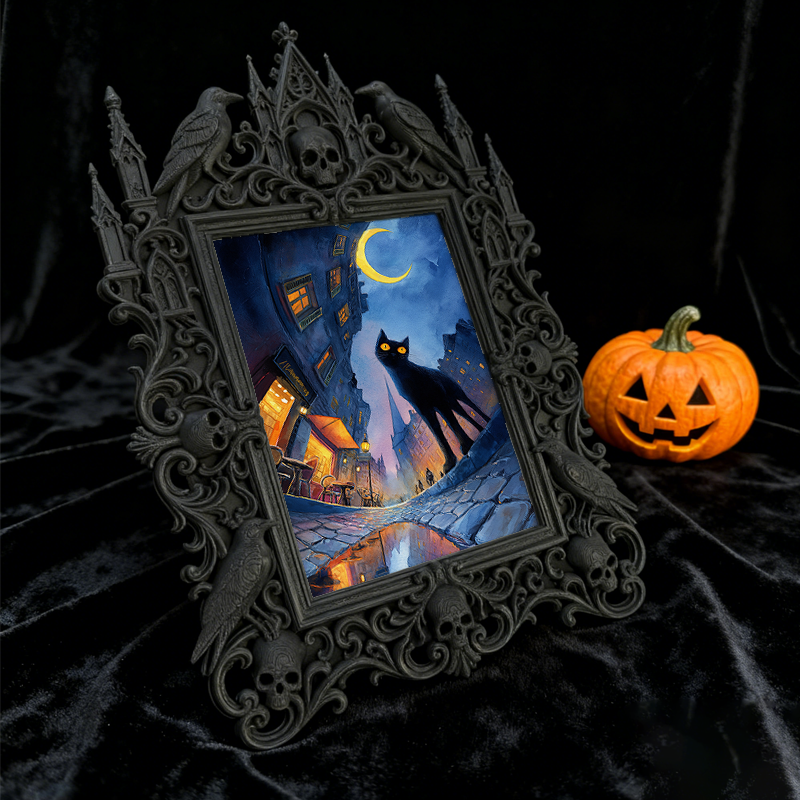 Top-trending Gothic Dark-style Photo Frame | Dark Manicure Salon Display, Photo Ornament, Wall/Table Dual-use, Durable Frame