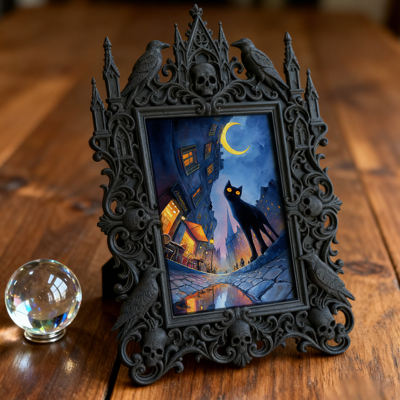 Top-trending Gothic Dark-style Photo Frame | Dark Manicure Salon Display, Photo Ornament, Wall/Table Dual-use, Durable Frame
