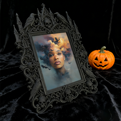 Customer-loved Gothic Dark-style Photo Frame | Horror Themed Board Game Night Decor, Photo Ornament, Wall-mountable & Tabletop, Lightweight 