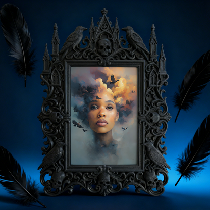 Customer-loved Gothic Dark-style Photo Frame | Horror Themed Board Game Night Decor, Photo Ornament, Wall-mountable & Tabletop, Lightweight 